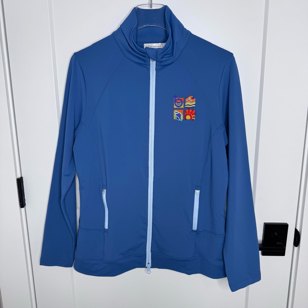 Peter Millar Womens Jacket Full Zip Teal Large UPF50+ Sun Protection W/Logo NWOT - Picture 2 of 7